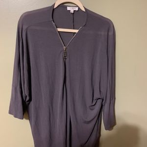 Grey big zipper dolman top